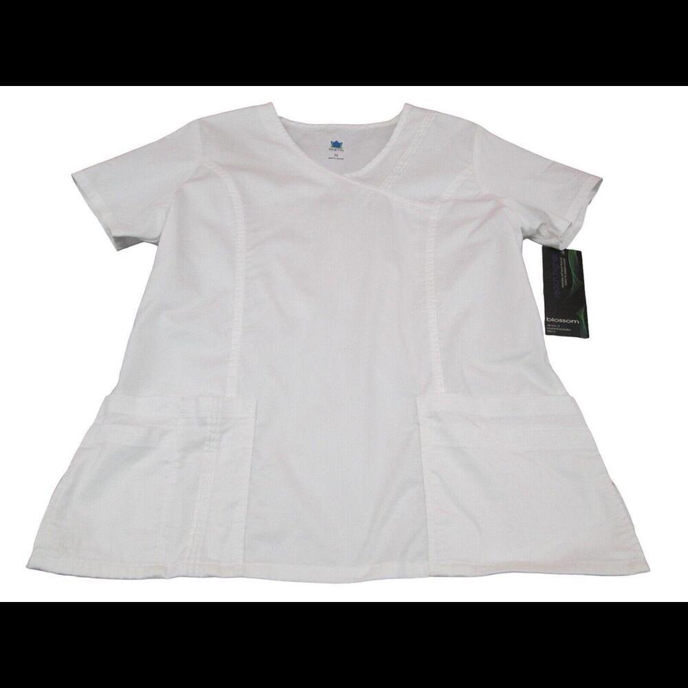 NWT Maevn Womens White Uniform Scrub Top Nurse Work Wear Size Medium REA…